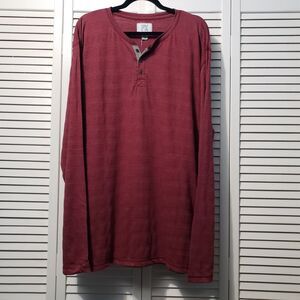 PX Long Sleeve‎ Henley Men's Size XXL 2XL Burgundy Red Textured Knit Shirt NWT